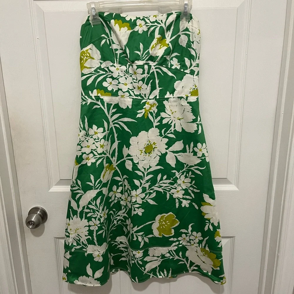 J CREW Womens Green White Floral
Cotton Strapless Dress Size 6 - Picture 2 of 12
